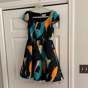 Moulinette Soeurs Black and Teal Abstract Dress